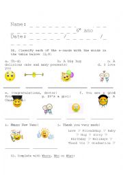 English Worksheet: Exam for 6th grade