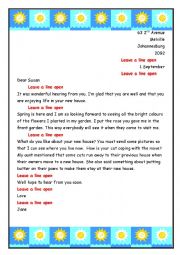 English Worksheet: Letter to Susan