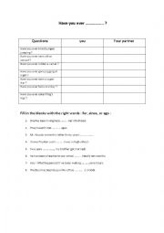 English Worksheet: The present perfect
