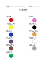English Worksheet: The Colors