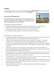 English Worksheet: Summary: Nuclear disasters