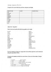 English Worksheet: IRREGULAR VERBS, ADJECTIVES, PRESENT SIMPLE & CONTINUOUS