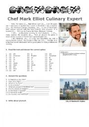 English Worksheet: Mark Elliot Culinary Expert