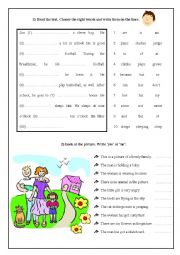 English Worksheet: CLOZE TEST AND COLORING