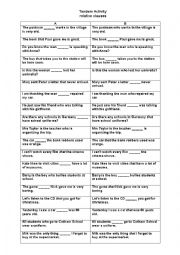 English Worksheet: tandem exercise relative clauses