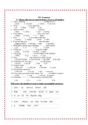 English Worksheet: grammar for grade 8