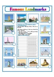 English Worksheet: Famous landmarks