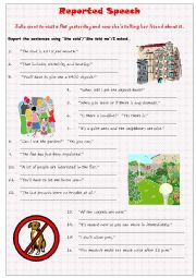 English Worksheet: REPORTED SPEECH