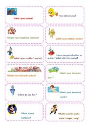 English Worksheet: Getting to know each other cards