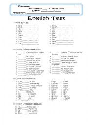 English Worksheet: Exam for 7th grade