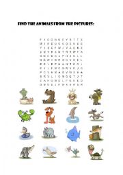 English Worksheet: wordsearch animals