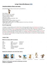 English Worksheet: The Ice Age 3 Movie Activity