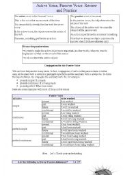 English Worksheet: Active Voice, Passive Voice  Review and Practice