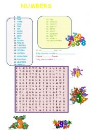 English Worksheet: NUMBERS FOR BEGINNERS