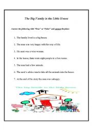 English Worksheet: The big family in a litte house