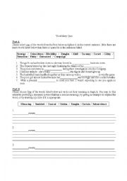 English Worksheet: Vocabulary Quiz