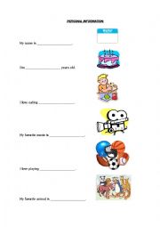 English Worksheet: Personal Info - Likes, Dislikes & Favorites