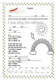 English Worksheet: I can sing a rainbow