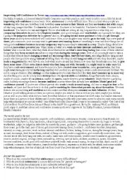 English Worksheet: Video: Improving Self-Confidence in Teens including text, questions and exercises