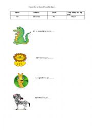 English Worksheet: Living Beings/ Body Parts of Animals