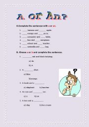 English Worksheet: A or An?