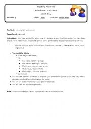 English Worksheet: Speaking guideline PART 2