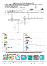 English Worksheet: My last summer holidays - Past simple