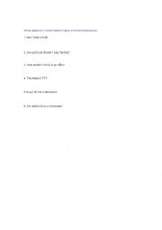 English Worksheet: questions present simple