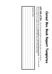 English Worksheet: Cereal Box Book Report