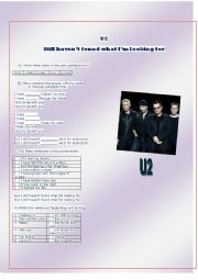 English Worksheet: Still havent found what Im looking for - U2 