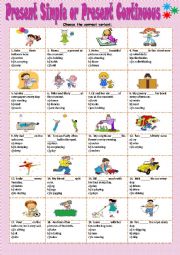 English Worksheet: Present Simple or Present Continuous