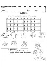 English Worksheet: Clothes