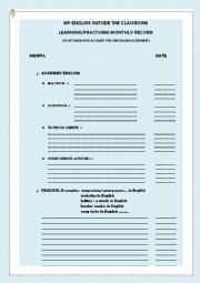 English Worksheet: My English outside the classroom