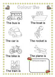 English Worksheet: Colour the transports (following the instructions)