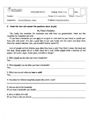 English Worksheet: giving advice for health problems