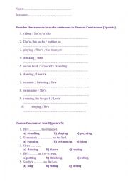 English Worksheet: Present Continuous short test