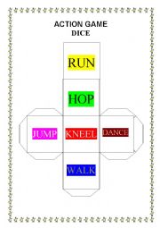 English Worksheet: ACTION DICE GAME