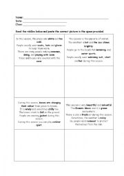 English Worksheet: Seasons Riddles