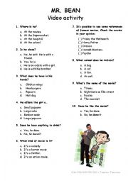 English Worksheet: Mr. Bean goes to the movies 