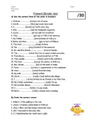 English Worksheet: Test about the present simple