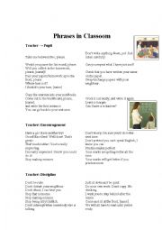 English Worksheet: phrases in classroom