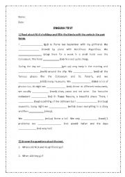 English Worksheet: Past Simple-test