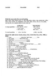 English Worksheet: Grammar + Exercise Use of a lot, many and much