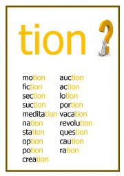 English Worksheet: TION Reading worksheet