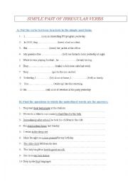 English Worksheet: simple past of irregular verbs