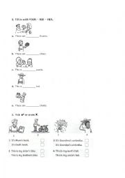 English Worksheet: possessive adjectives