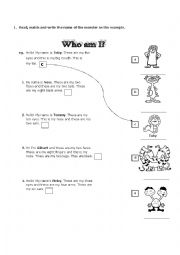 English Worksheet: Monsters! Body parts