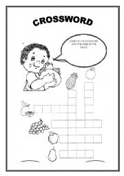 English Worksheet: Fruits crossword