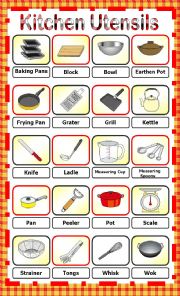 English Worksheet: Kitchen Utensils_Pictionary