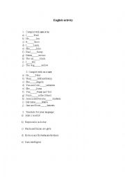 English Worksheet: Verb To be - Exercices